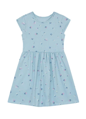 Brandili - Vestido Infantil Menina de Flores Azul - BRANDILI