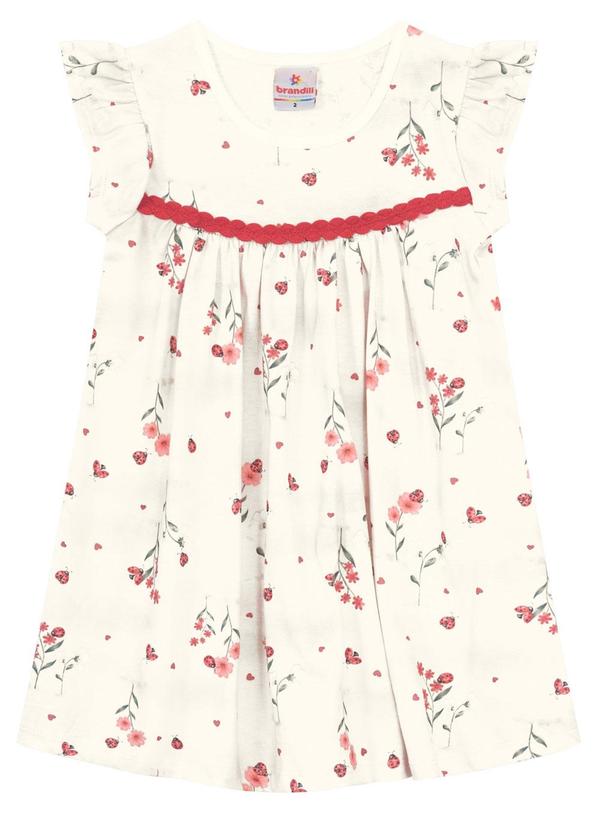 Brandili - Vestido Infantil Menina de Flores Bege