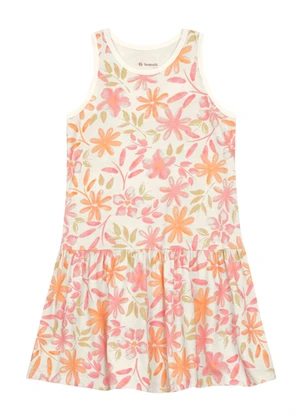 Brandili - Vestido Infantil Menina de Flores Bege - BRANDILI