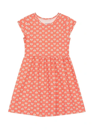 Brandili - Vestido Infantil Menina de Flores Laranja - BRANDILI