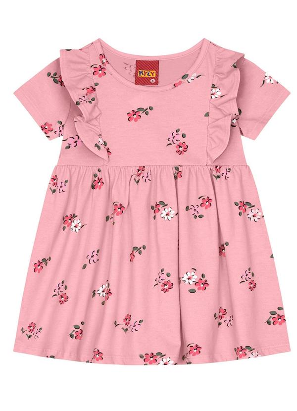 Kyly - Vestido Infantil Menina de Flores Rosa