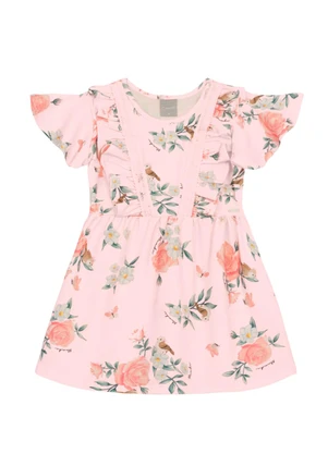 Brandili Mundi - Vestido Infantil Menina de Flores Rosa - BRANDILI MUNDI