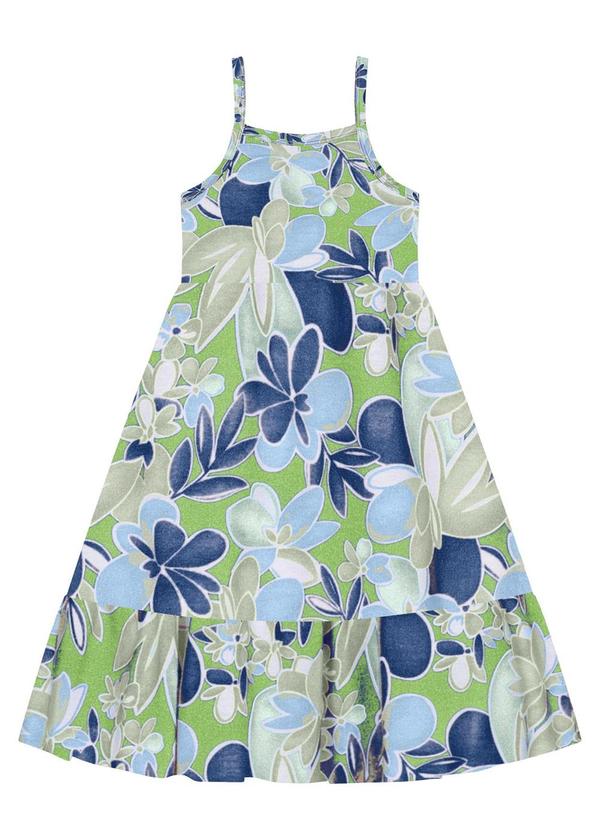 Kyly - Vestido Infantil Menina de Flores Verde