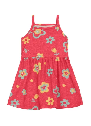 Brandili - Vestido Infantil Menina de Flores Vermelho - BRANDILI
