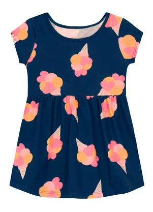 Brandili - Vestido Infantil Menina de Florzinha Azul - BRANDILI