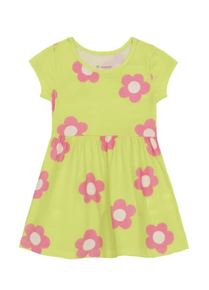 Brandili - Vestido Infantil Menina de Florzinha Verde - BRANDILI