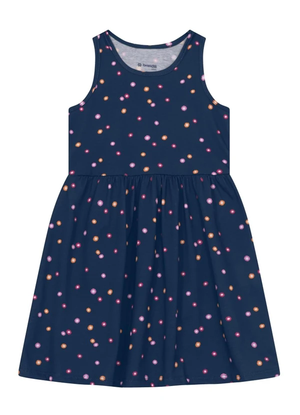 Brandili - Vestido Infantil Menina de Florzinhas Azul