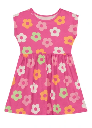 Brandili - Vestido Infantil Menina de Florzinhas Rosa - BRANDILI