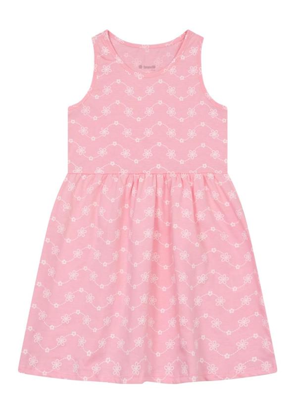 Brandili - Vestido Infantil Menina de Florzinhas Rosa