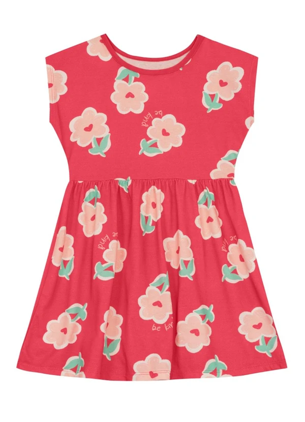 Brandili - Vestido Infantil Menina de Florzinhas Vermelho 2