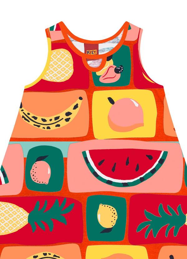 Kyly - Vestido Infantil Menina de Frutas Laranja