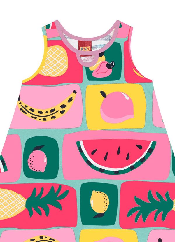 Kyly - Vestido Infantil Menina de Frutas Verde
