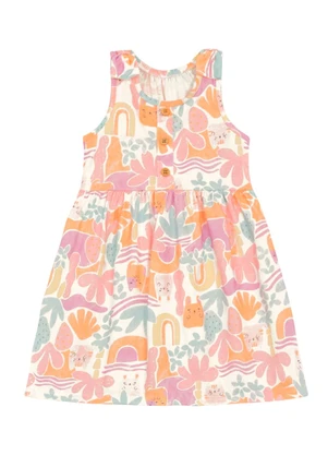 Brandili - Vestido Infantil Menina de Gatinho Natural - BRANDILI