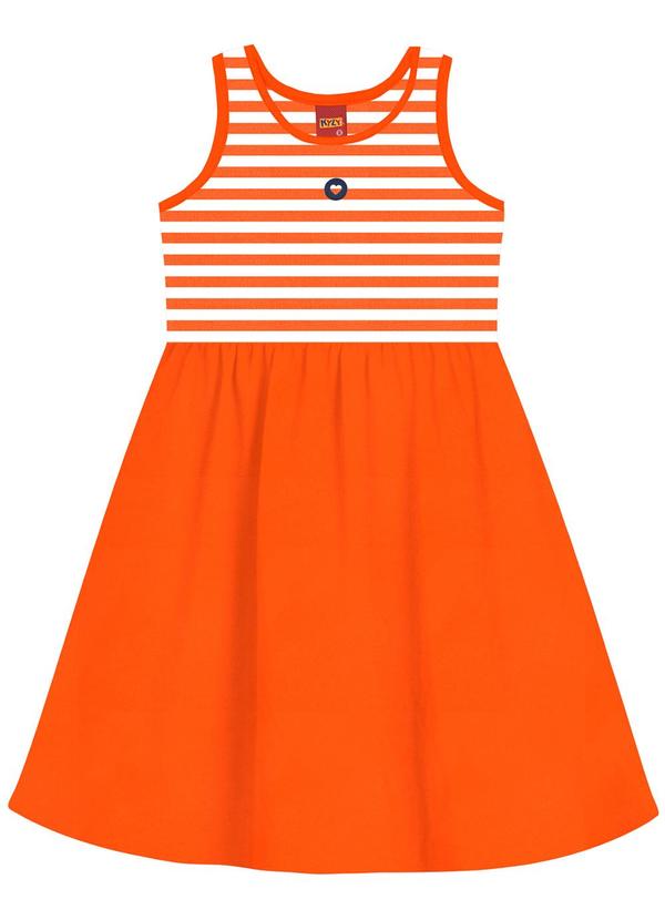 Kyly - Vestido Infantil Menina de Listras Laranja