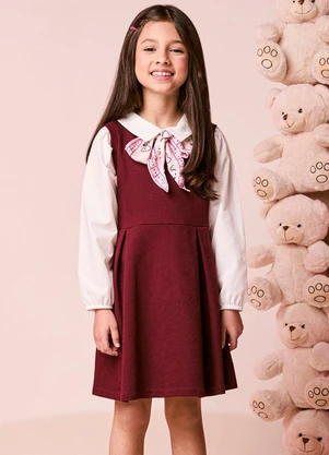 Momi - Vestido Infantil Menina de Moletom com Laço - MOMI