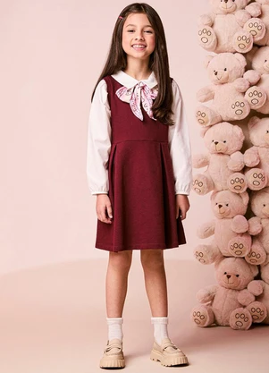 Momi - Vestido Infantil Menina de Moletom com Laço - MOMI
