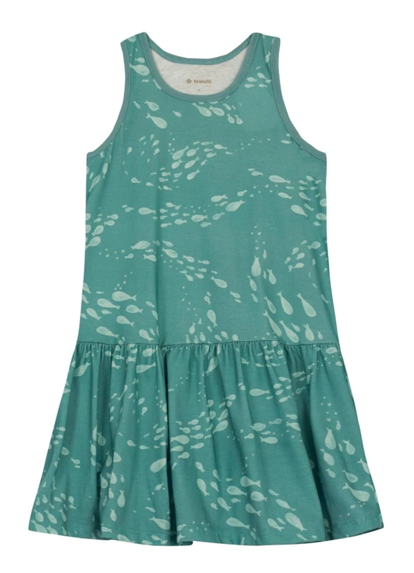 Brandili - Vestido Infantil Menina de Peixinhos Verde