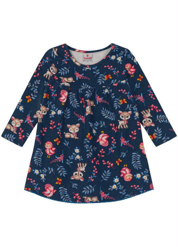 Brandili - Vestido Infantil Menina de Raposinha Azul