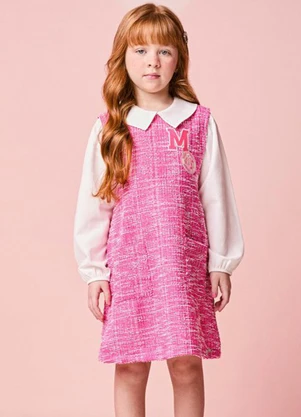 Momi - Vestido Infantil Menina de Tweed com Golinha - MOMI