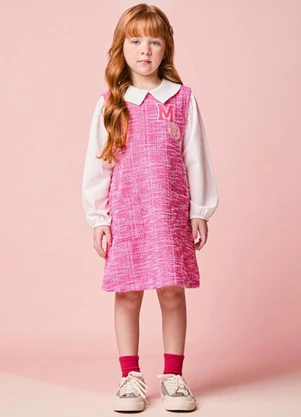 Momi - Vestido Infantil Menina de Tweed com Golinha - MOMI