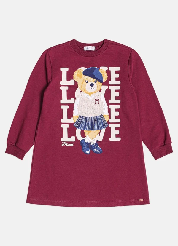 Momi - Vestido Infantil Menina de Ursinha com Strass