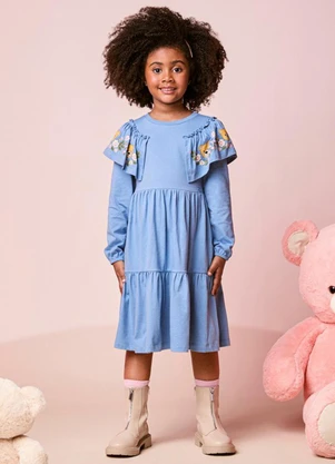 Momi - Vestido Infantil Menina de Ursinhos com Babado - MOMI