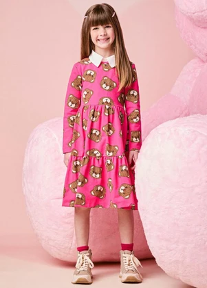 Momi - Vestido Infantil Menina de Ursinhos Tricot - MOMI