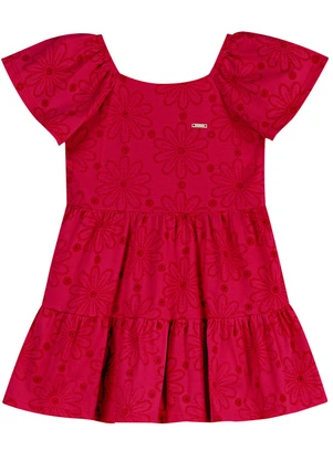 Elian - Vestido Infantil Menina Devorê Floral Vermelho - ELIAN