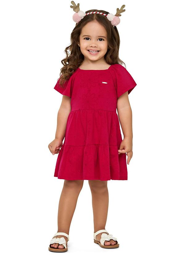 Elian - Vestido Infantil Menina Devorê Floral Vermelho