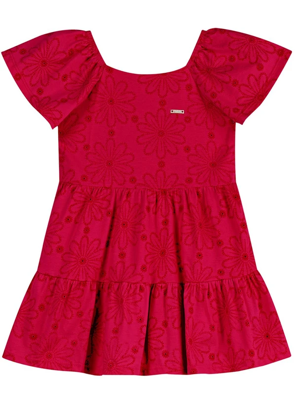 Elian - Vestido Infantil Menina Devorê Floral Vermelho 2