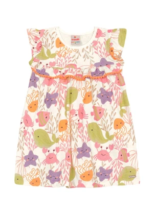 Brandili - Vestido Infantil Menina do Fundo do Mar Natural - BRANDILI