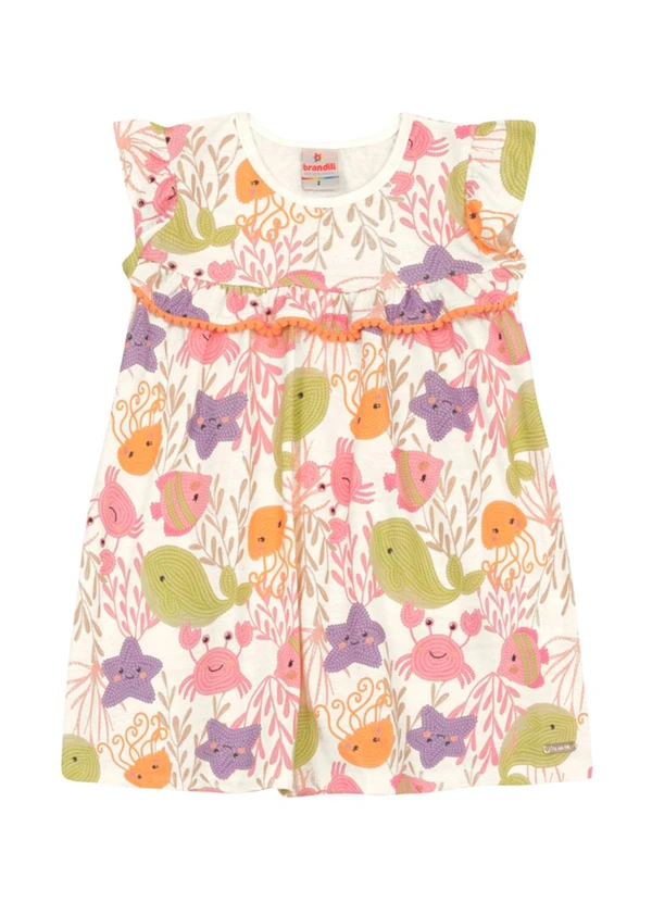 Brandili - Vestido Infantil Menina do Fundo do Mar Natural 2