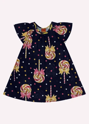 Kyly - Vestido Infantil Menina Doces Azul Marinho - KYLY