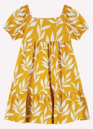 Nanai - Vestido Infantil Menina em Algodão Amarelo - NANAI