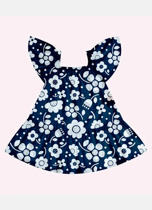 Kyly - Vestido Infantil Menina em Algodão Azul Marinho - KYLY