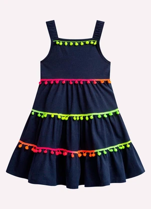 Nanai - Vestido Infantil Menina em Algodão Azul Marinho - NANAI