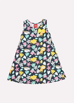 Kyly - Vestido Infantil Menina em Algodão Azul Marinho - KYLY