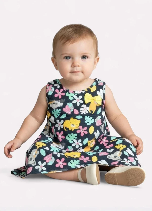 Kyly - Vestido Infantil Menina em Algodão Azul Marinho 2