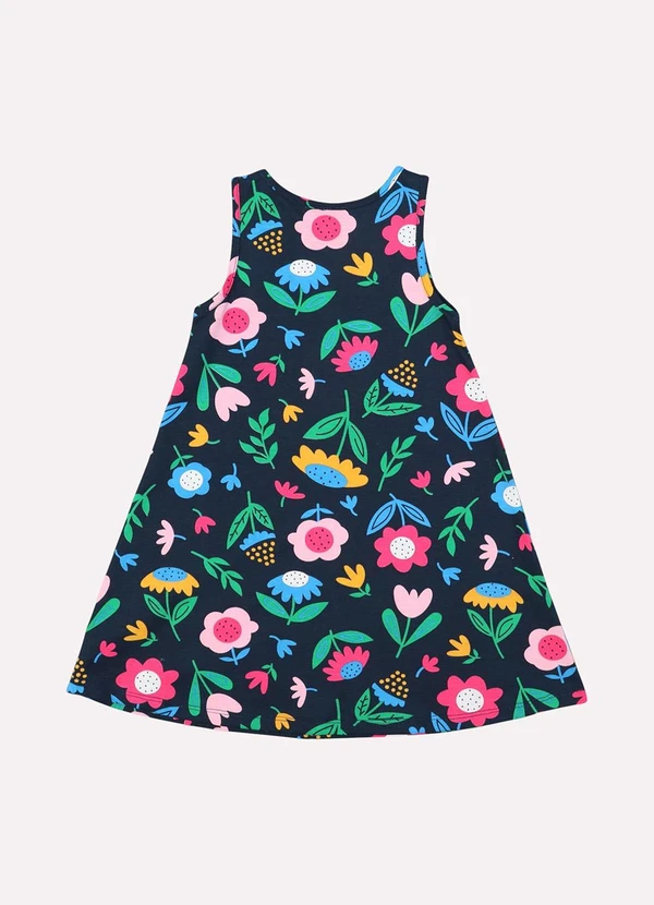 Kyly - Vestido Infantil Menina em Algodão Azul Marinho 2