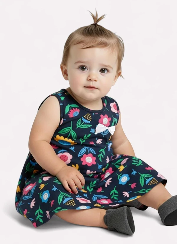 Kyly - Vestido Infantil Menina em Algodão Azul Marinho 4