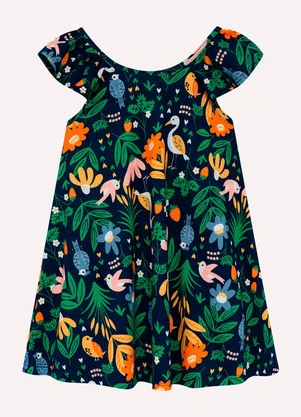 Nanai - Vestido Infantil Menina em Algodão Azul Marinho - NANAI