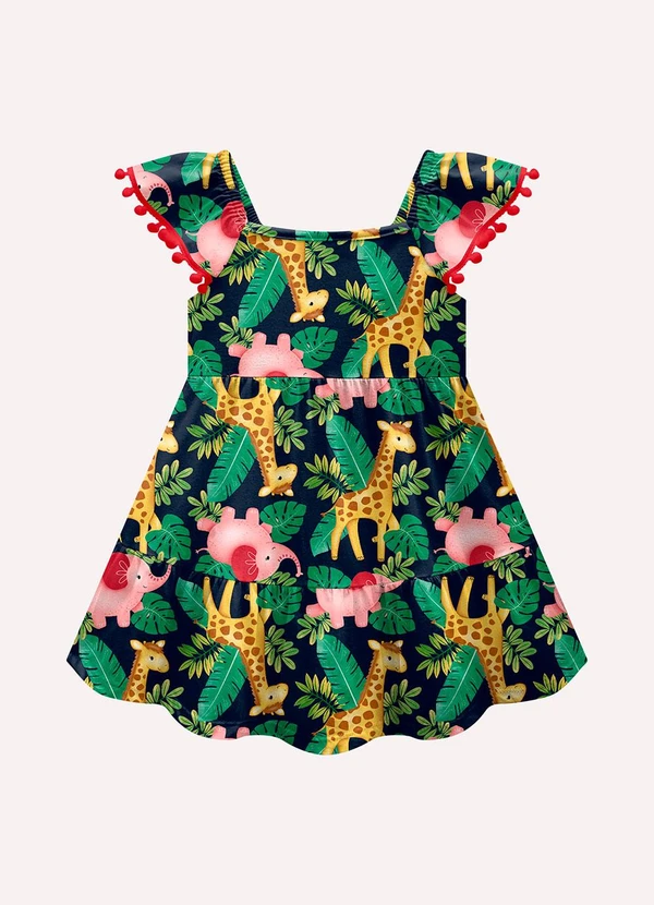 Kyly - Vestido Infantil Menina em Algodão Azul Marinho