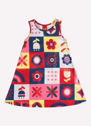 Kyly - Vestido Infantil Menina em Algodão Azul - KYLY