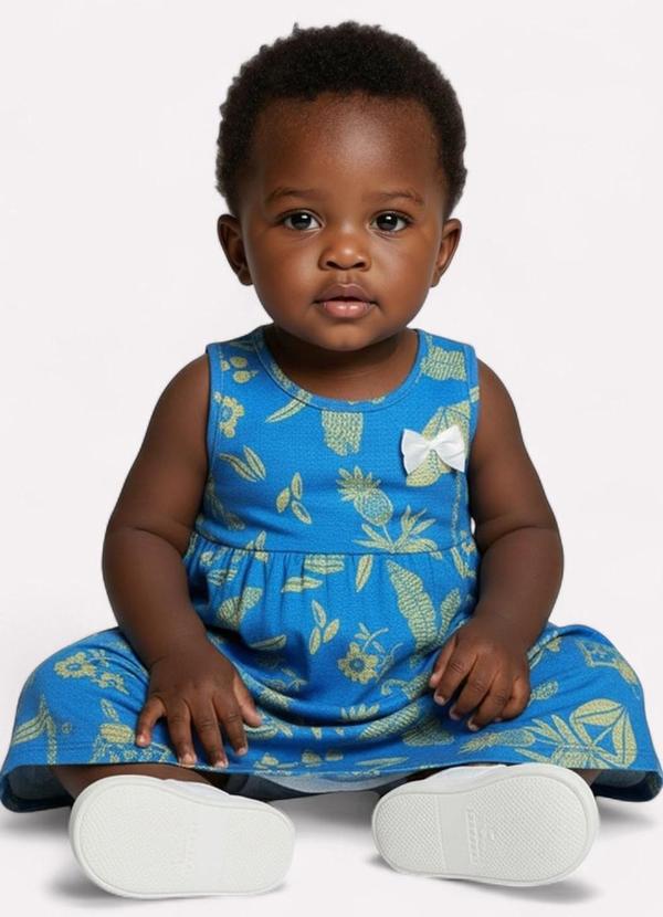 Kyly - Vestido Infantil Menina em Algodão Azul 2