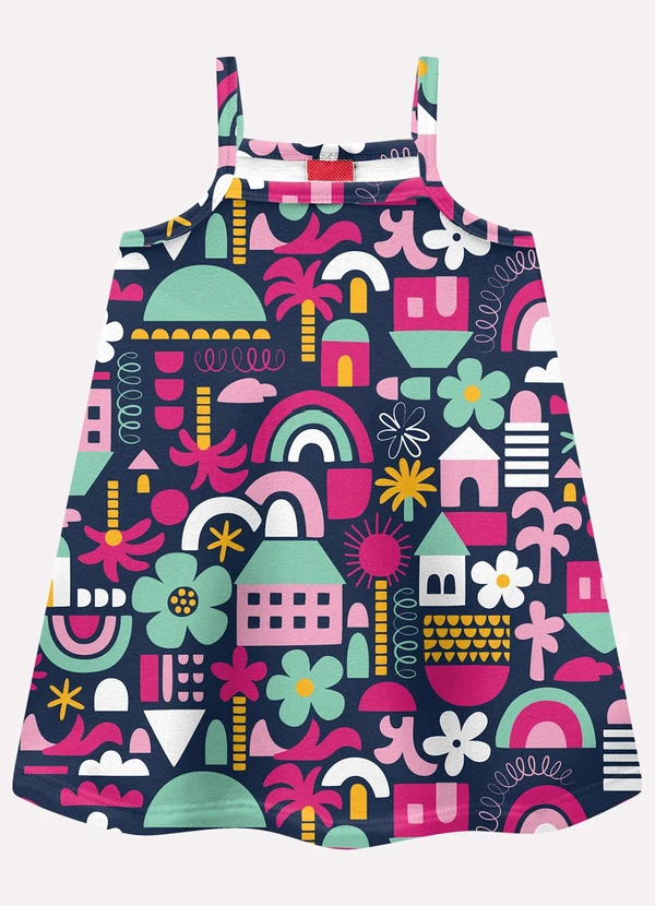 Kyly - Vestido Infantil Menina em Algodão Azul