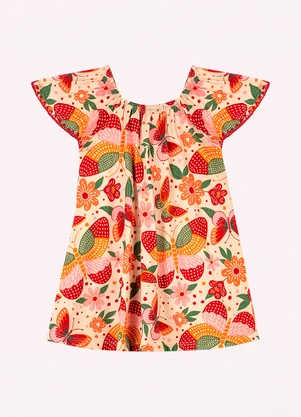 Nanai - Vestido Infantil Menina em Algodão Bege - NANAI