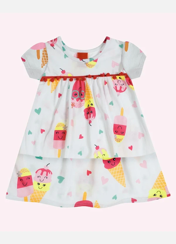 Kyly - Vestido Infantil Menina em Algodão Branco