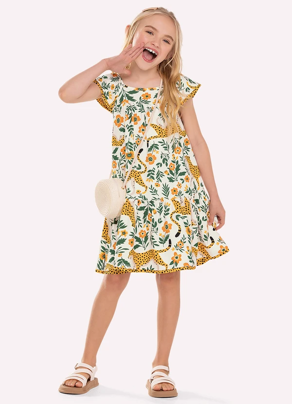 Nanai - Vestido Infantil Menina em Algodão Branco
