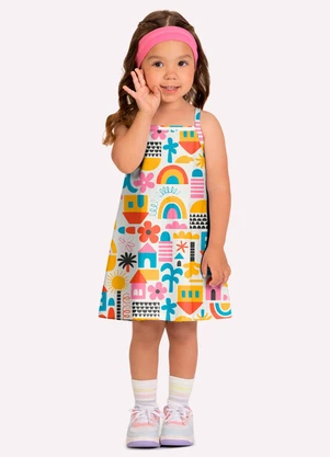 Kyly - Vestido Infantil Menina em Algodão Branco - KYLY