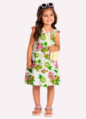Kyly - Vestido Infantil Menina em Algodão Branco - KYLY